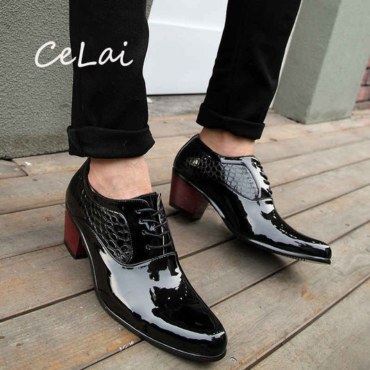 Men Wedding Sneakers Heighten Leather Shoes Men Oxford Platform