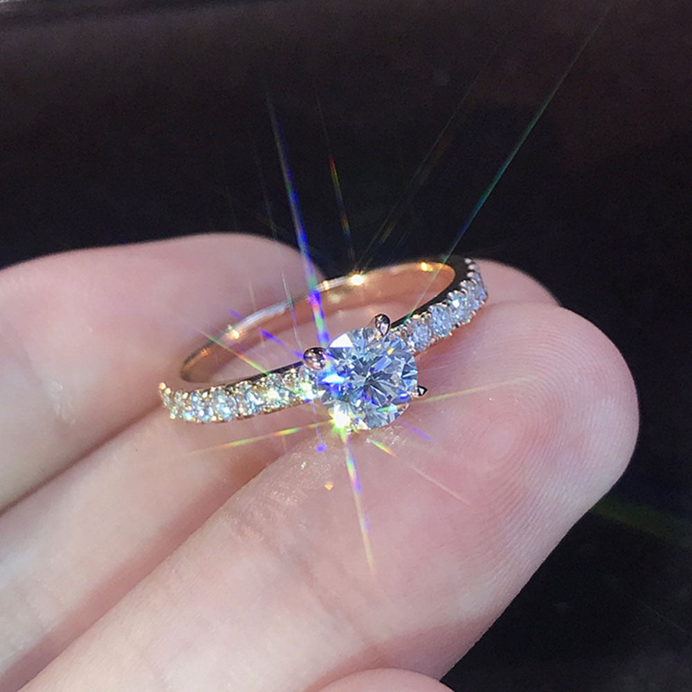 Trendy Elegant Zircon Rings For Women White CZ Crystal