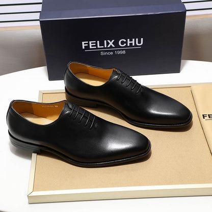 Men Real Leather Wholecut Oxford Shoes Classic Dress Shoes Brown Black Hand-Painted Office Formal Business Man Shoes