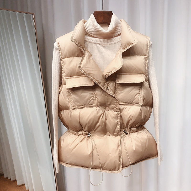Ultra Light Down Vest Women Short Vest Windproof Lightweight Warm
