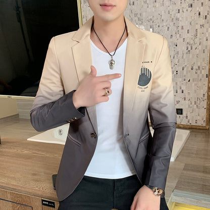 Blazer men Male Gradient suit jacket Masculino Korean Style slim fit
