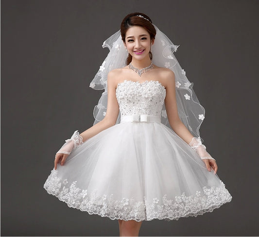 White Bridesmaid Dresses: ivory short knee length lady girl fairy wedding bridal dress
