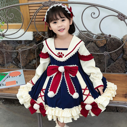 Kids Dress for Girls Baby Autumn Winter Lolita Girl Kawaii Wedding Dress Girl