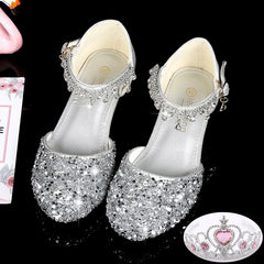 Girls Glitter Sandals Children's High Heels Shoes Kids Performance