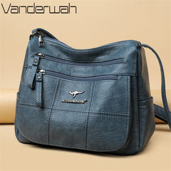 Many Pockets Shoulder Crossbody Bags for Women Brand Leather