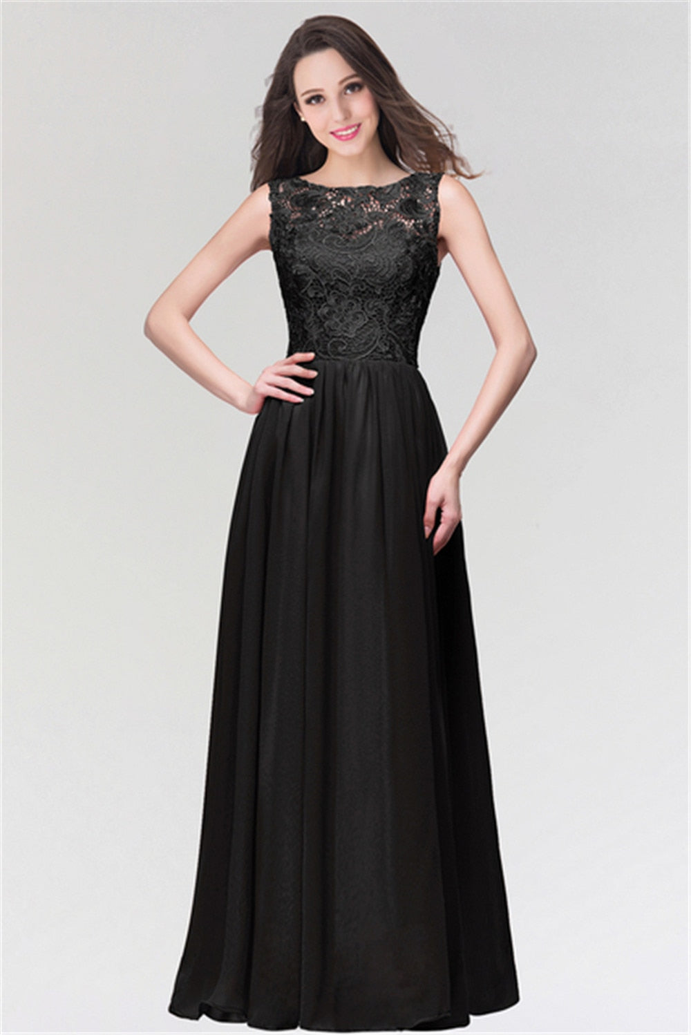 Homecoming Dresses: Chiffon Lace Long Prom Dresses for Women Appliques