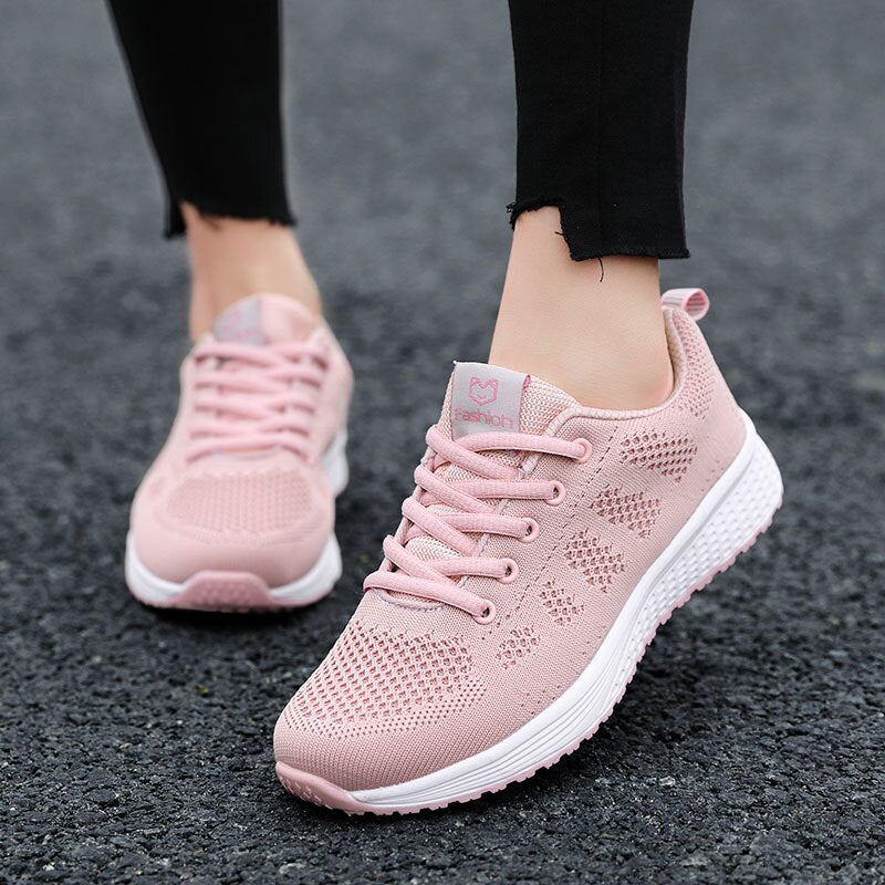 Women Casual Shoes Fashion Breathable Walking Mesh Flat Shoes Woman