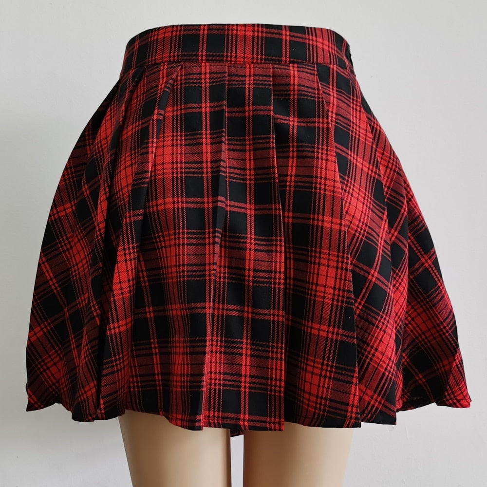 Womens Harajuku Punk Irregular Mini Pleated Skater Skirt Asymmetric Cutout High
