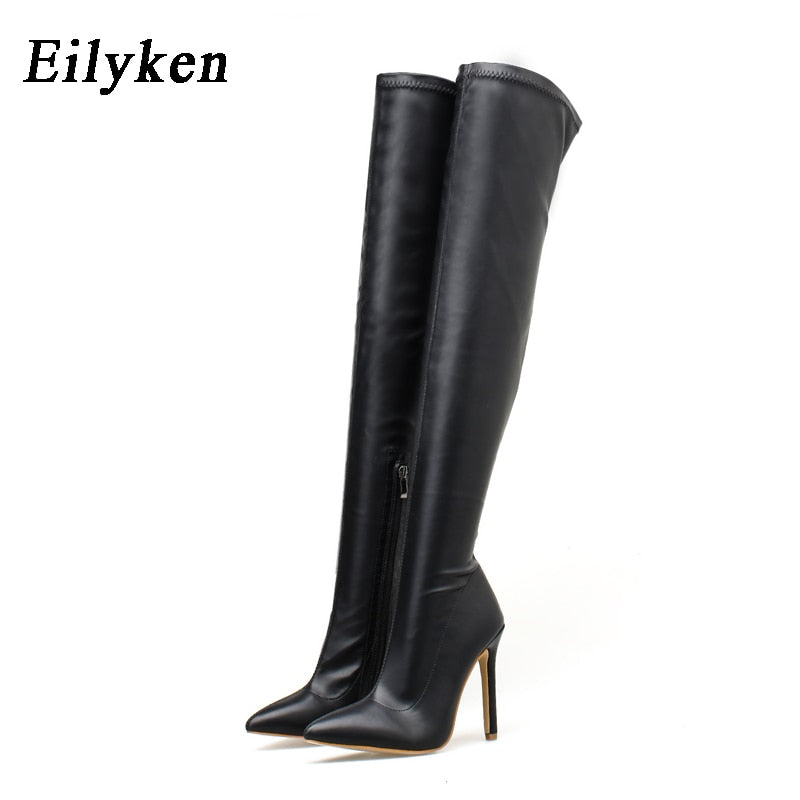 Winter Over The Knee Women Boots Stretch High Heel Slip on Shoes