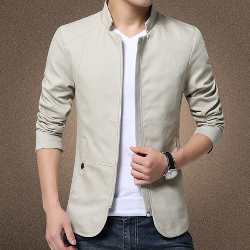 Mens Jacket Fashion Standing Collar Jacket Coats Men Slim Fit Business