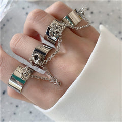 Women Twist Pearl Pearl Rings Set Fashion Geometric Hollow Crystal Ring