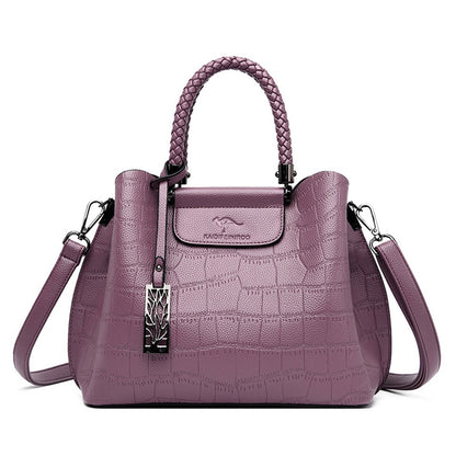 Hand-knitted Luxury Handbags Women Bags Designer Stone Pattern Ladies Handbag