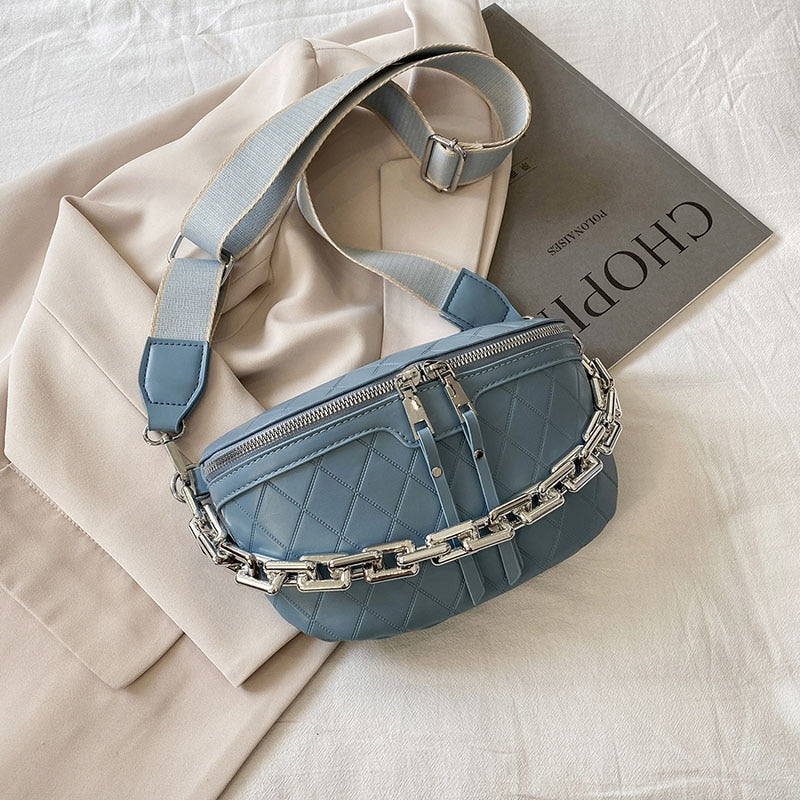 Thick Chain Waist Bag Women Luxury Leather Fanny Pack Female Fashion