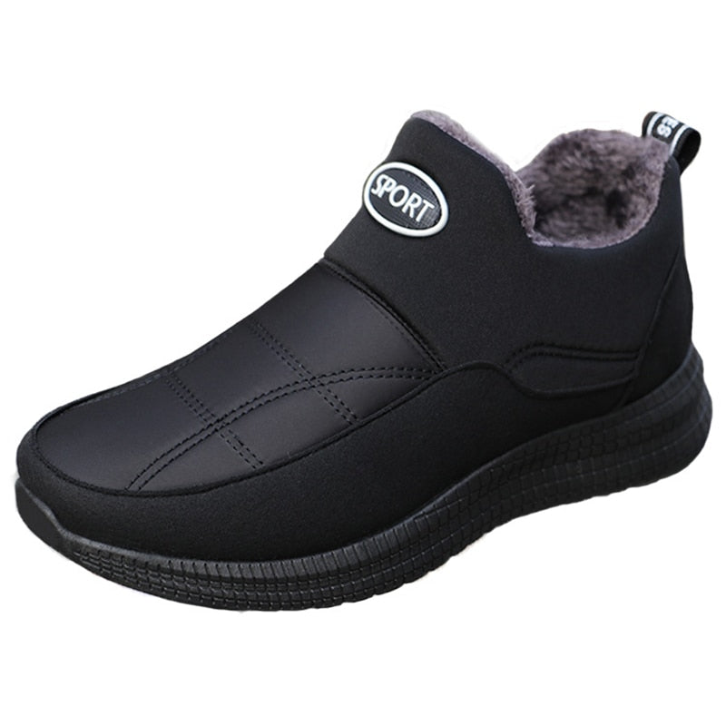 WOTTE Mens Boots Winter Keep Warm Snow Boots Fashion Plush Cotton Shoes