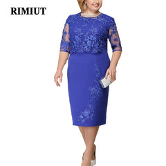 Plus Size 5XL 6XL Women Summer Autumn Dress Elegant Lace Dress Female