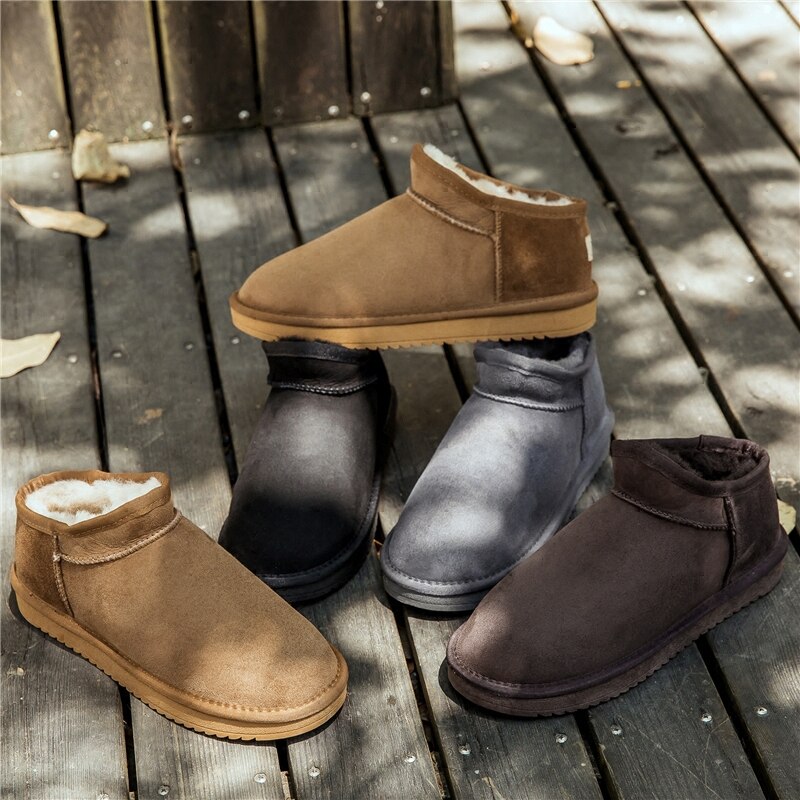 Nature wool real fur mini ankle winter Casual women snow boots
