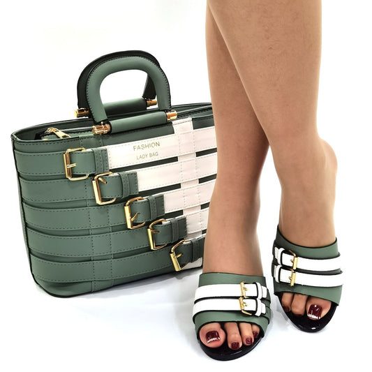 Italian design Shoes with Matching Bags Set Decorated