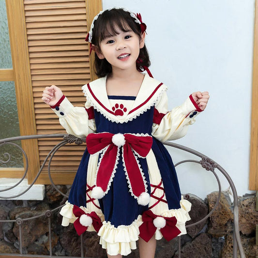 Kids Dress for Girls Baby Autumn Winter Lolita Girl Kawaii Wedding Dress Girl