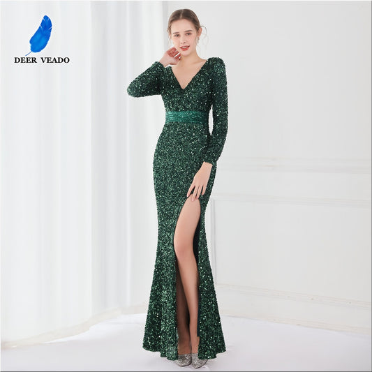 Homecoming Dresses: Sequined Prom Dresses Long Emerald Green