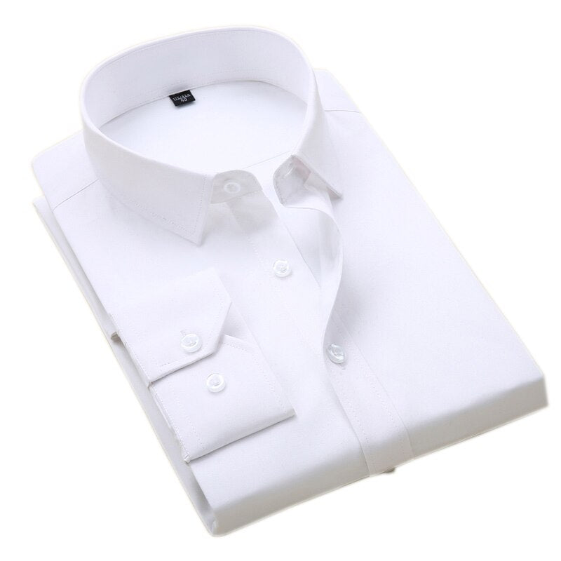 Men Business Formal Shirts Men Work Shirts Plain Long Sleeve Solid