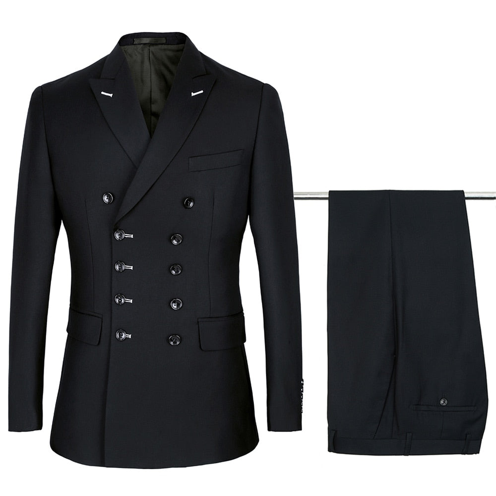 Tuxedo for Mens: Men Suits Slim Fit Fashion Suit Double Breasted Peak Lapel Navy