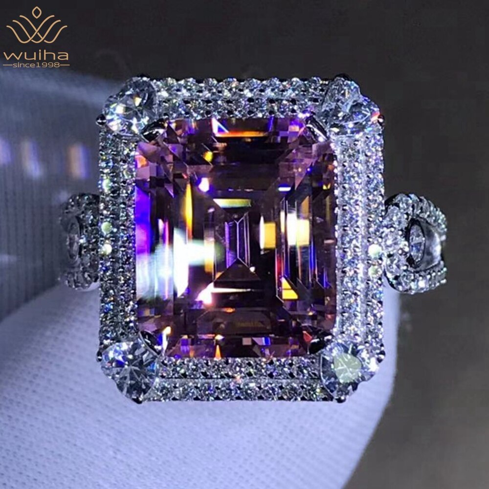 Luxury 925 Sterling Silver 3EX Emerald Cut 5CT VVS Pink Created