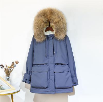 Winter Jacket Women Large Natural Fur White Down Coat