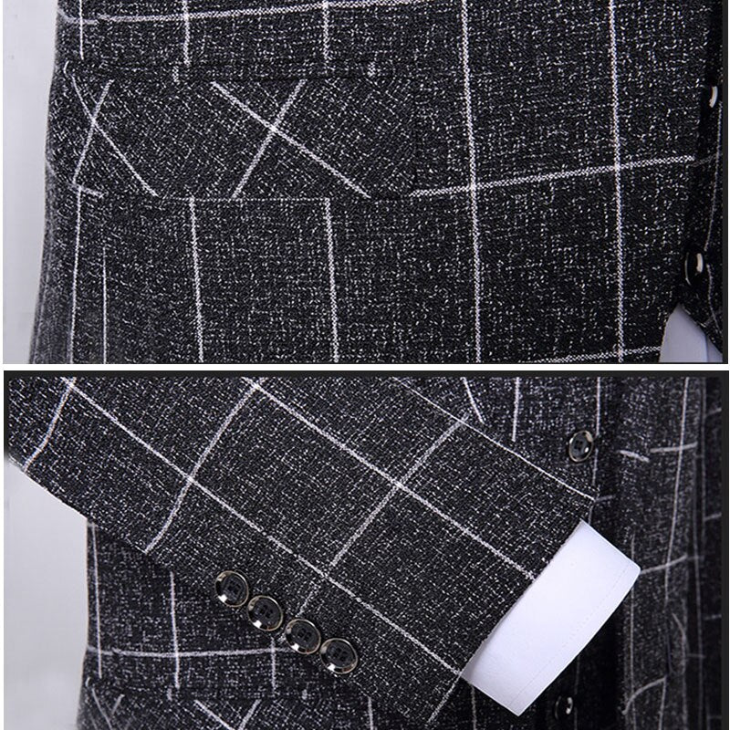 Tuxedo for Mens: Men Suit Fashion Plaid Slim Fit Mens Suits Wedding Groom