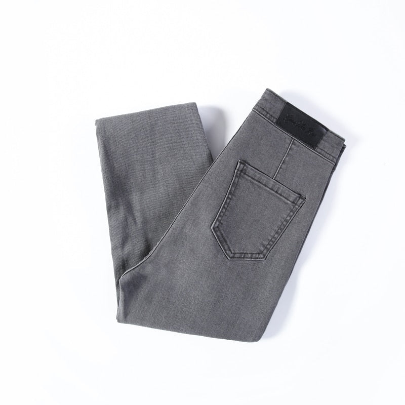 Skinny Jeans For Woman 90s Super Stretch Gray Denim High Waist
