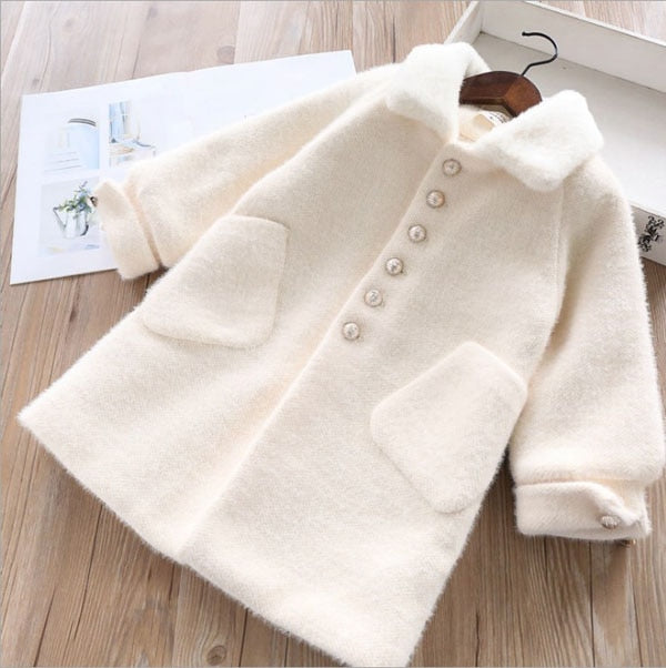 Children Woolen Coat Girl Long Woolen Coat Thick