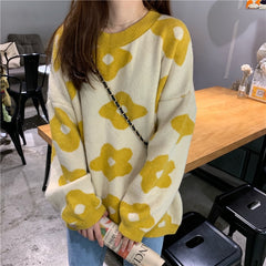 fashion Women Sweaters Winter Women Flower Sweaters over size women pullover