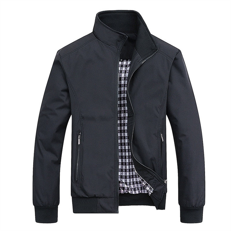 Spring Autumn Casual Solid Fashion Slim Bomber Jacket Men Overcoat