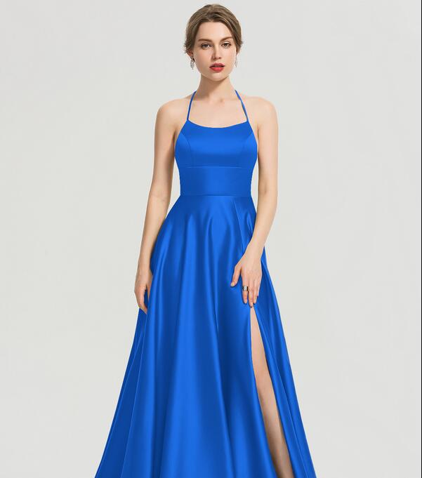 Evening wear Dresses: Long Prom Dresses Green Evening Dress Satin Prom Gowns