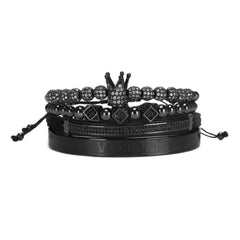 Luxury Royal King Queen Crown charms colorfast Bracelet Stainless steel CZ beads