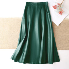 Women Clothing Spring New Genuine Leather Skirt Femme High Waist A-line