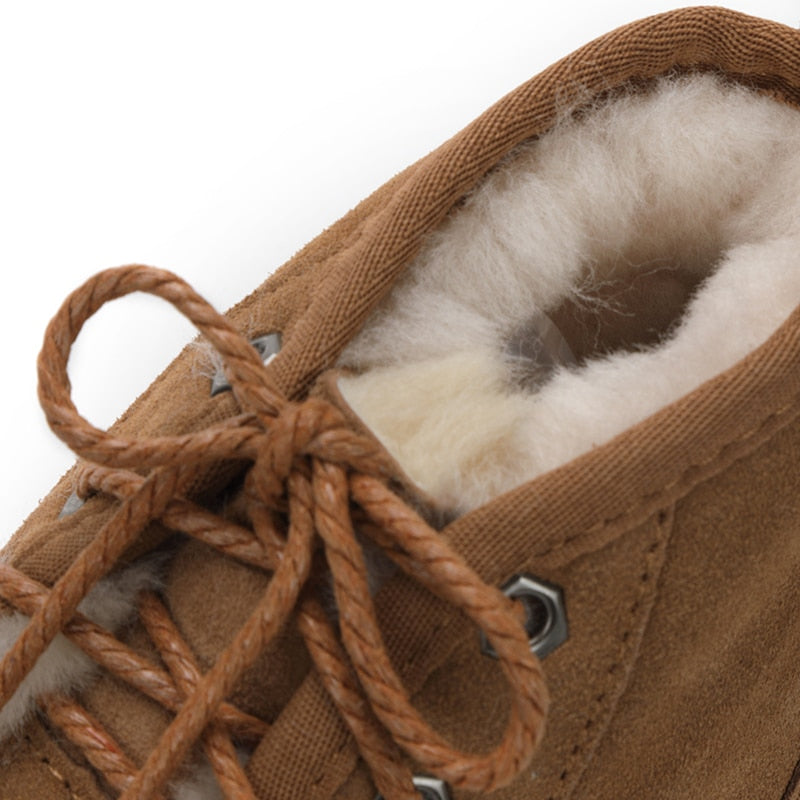 Genuine Leather Women's Snow Boots 100% Natural Fur