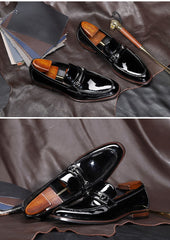 Fashion Black Color Slip-On Genuine Leather Mens Loafers Shoes Luxury