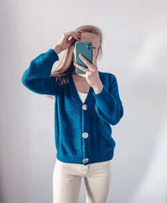 Elegant Long Sleeve Mohair Sweater Women Single-Breasted Female Short Cardigan