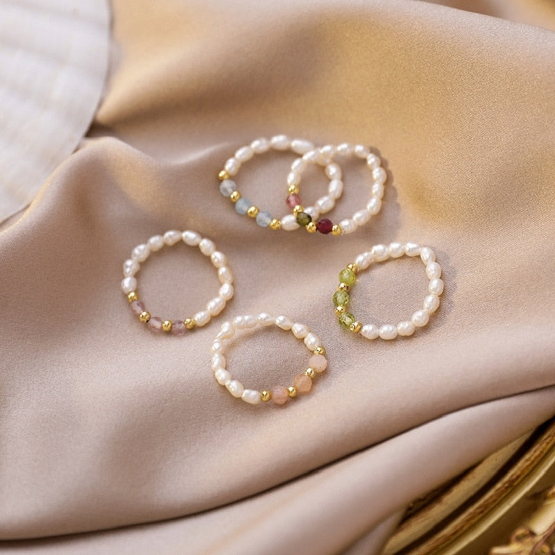Kpop Cute Multi Beaded Imitation Pearl Colorful Crystal Adjustable Rope