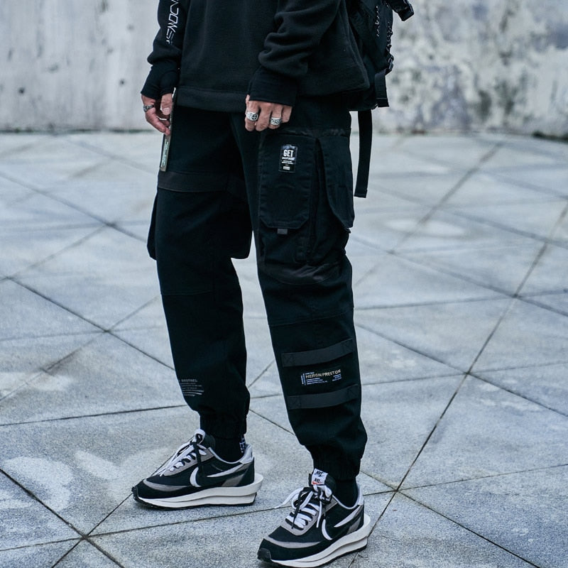 Hip Hop Cargo Pants Men Fashion Harajuku Black Harem Pant