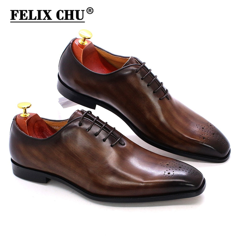 Mens Oxford Dress Shoes Genuine Leather Calfskin