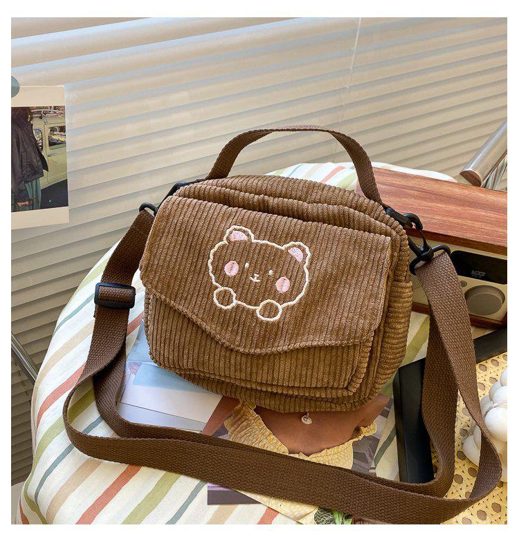 Women Canvas Zipper Bag Preppy Style Student Tote Shoulder Messenger Bag