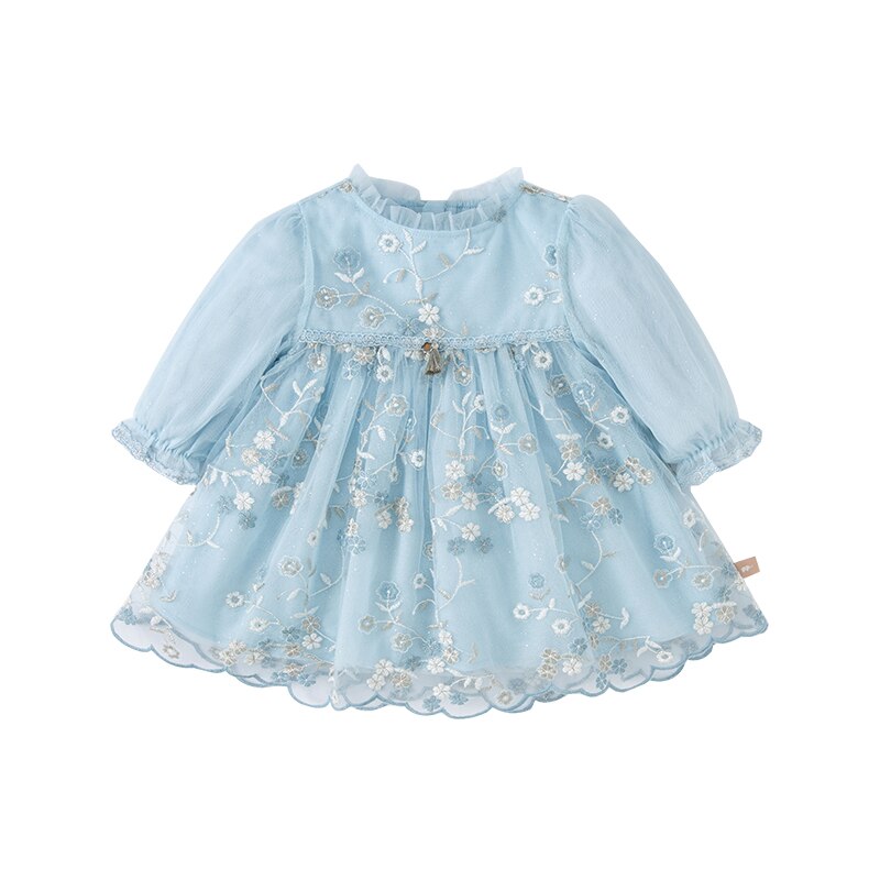 dave bella spring baby girls cute floral embroidery mesh dress fashion party dress