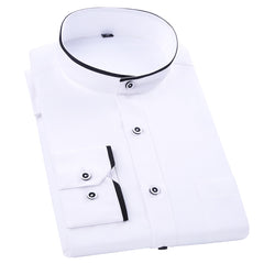 Fashion Stand Collar Long Sleeve Slim Fit soft comfortable men dress shirts