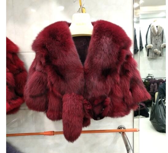 Winter Cloak Warm  Women Cardigan big real Fox Fur Collar Cape Fashion Solid