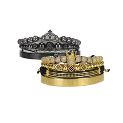 Luxury Royal King Queen Crown charms colorfast Bracelet Stainless steel CZ beads