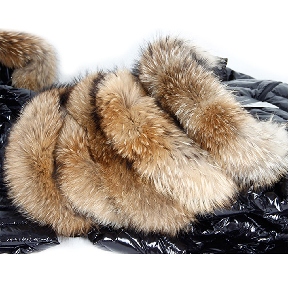 Winter Jacket Women Real Fur Coat Parkas Duck Down Lining Coat
