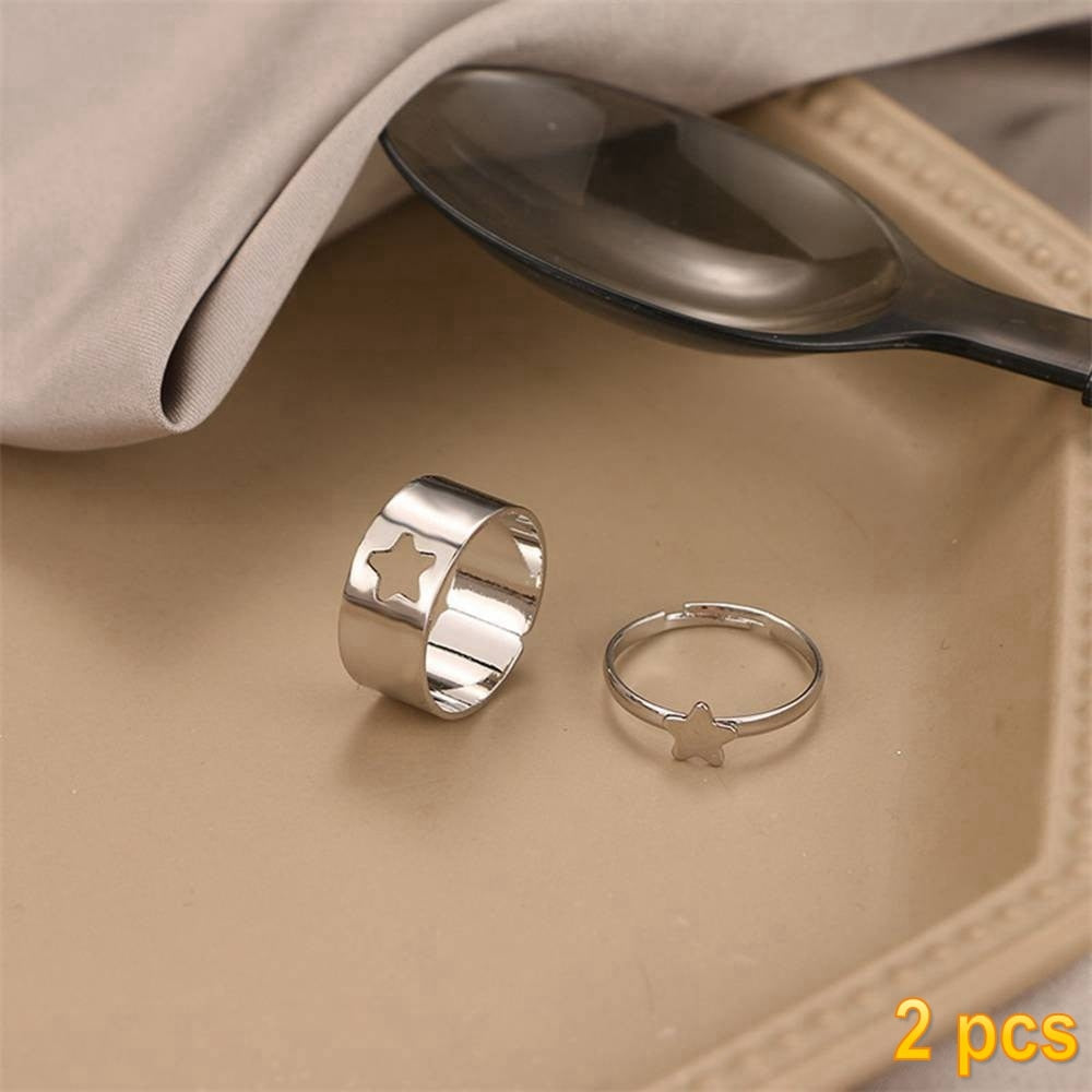 IFMIA Trendy Gold Butterfly Rings For Women Men Lover Couple Rings Set