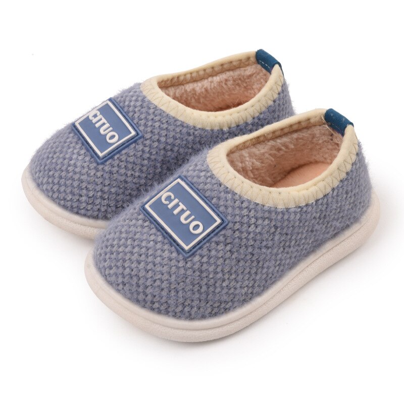 Winter Children Knit Furry Slippers Kids Soft Plush Warm Home Floor Shoes