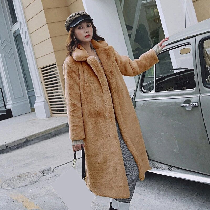 Women Autumn Winter Furry Warm Fur Outerwear Fashion Loose Faux Fur